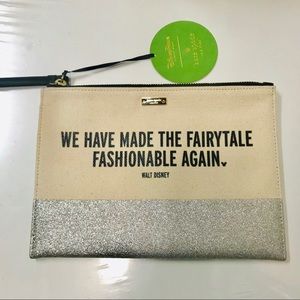 kate spade x Disney Parks Silver Glitter Wristlet